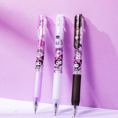 3 vnt / rinkinys Sanrio Kuromi Gel Ink Pens School Office Rašymas Elementary Kanceliarinės reikmenys Juodi geliniai rašikliai Miela Kawaii serija