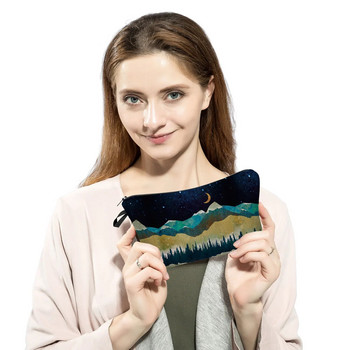 Ελαιογραφία Mountain Forest Εκτύπωση Casual Organizer Τσάντα μακιγιάζ Τσάντα δώρου Θήκες μολυβιών Μεταφορά θερμότητας Γυναικείες καλλυντικές τσάντες Φερμουάρ