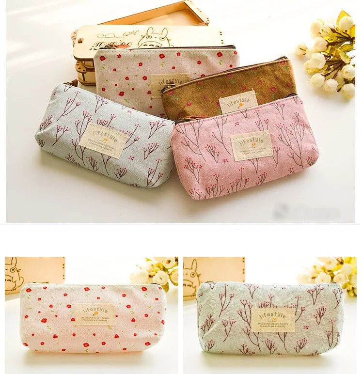 Τσάντα μολυβιού Pastoral Broken Flower Μικρή φρέσκια Zakka ποιμενικού στυλ Σπασμένο λουλούδι καμβά μαθητική μολυβοθήκη Χαριτωμένα σχολικά είδη