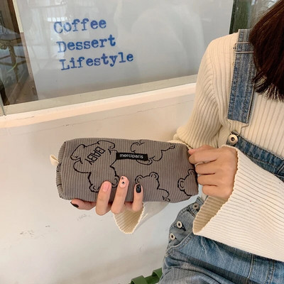 Korea retro pliiatsiümbris Trousse Scolaire velvetist pliiatsiümbris Kosmeetikakott Reisikorraldaja Kotid Kooli kirjatarbed