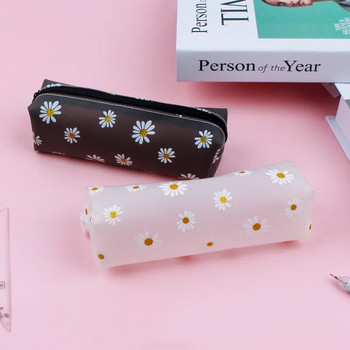 Дейзи Чанта за писалка с голям капацитет Проста прозрачна чанта за съхранение на козметика за момиче Ученически ученически пособия Корейски канцеларски материали