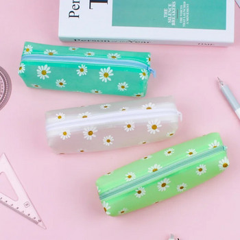 Дейзи Чанта за писалка с голям капацитет Проста прозрачна чанта за съхранение на козметика за момиче Ученически ученически пособия Корейски канцеларски материали