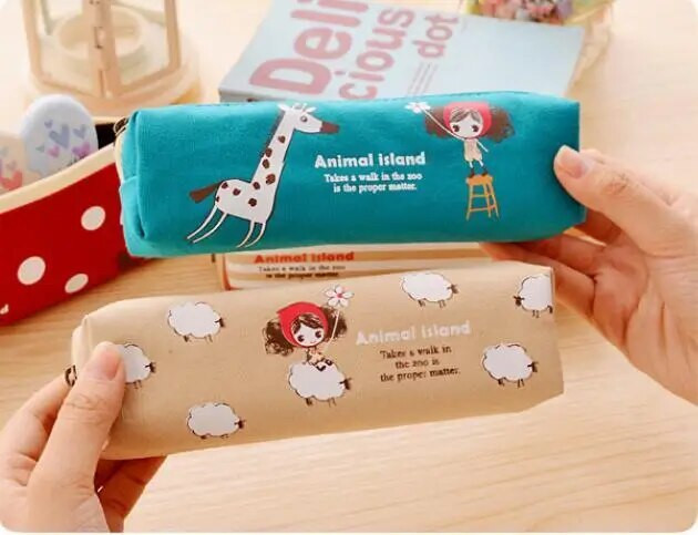 1 gabals Lytwtw`s Kawaii Girl pildspalvu zīmuļu soma Audekls skolas biroja kancelejas piederumu aplauzuma maisiņš futrāļa turētāja organizators Cute Things Gift