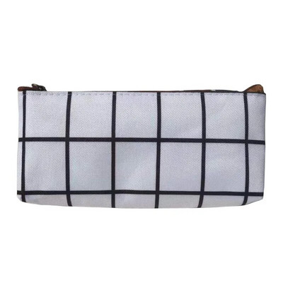 Toc de creion geometric din pânză școală, grilă în dungi, culoare solidă, drăguț, geantă de creion Kawaii, husă pentru birou, studenți, rechizite pentru copii
