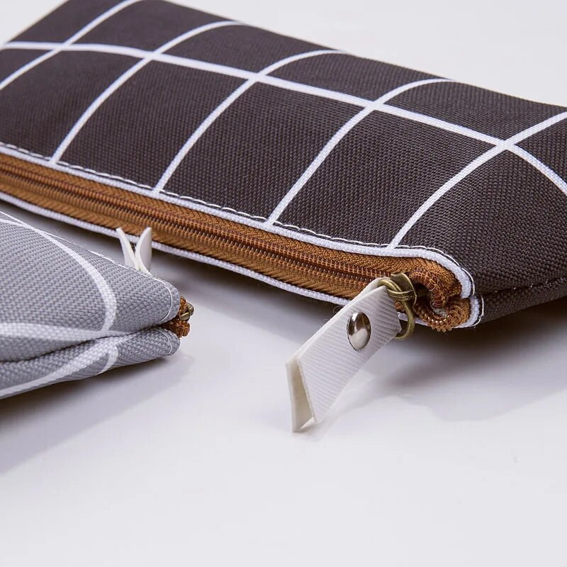 Καμβάς Γεωμετρική μολυβοθήκη Σχολική Απλή ριγέ πλέγμα μονόχρωμη Χαριτωμένη τσάντα μολυβιών Kawaii Θήκη γραφείου Students Παιδικά προμήθειες