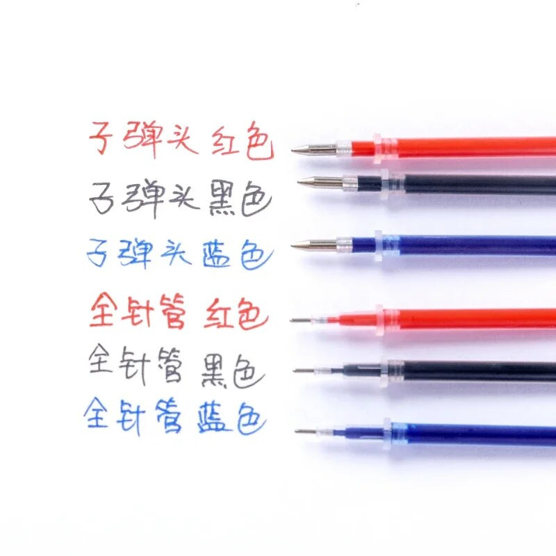 10gab / partija Neitrālas tintes gēla tintes pildspalvas rezerves daļas Labas kvalitātes melna uzpilde zila sarkana 0,5 mm (adatas caurule / lodes stils) biroja un