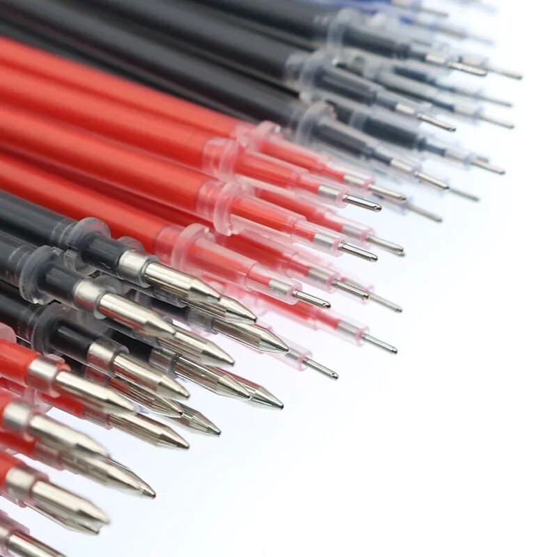 10gab / partija Neitrālas tintes gēla tintes pildspalvas rezerves daļas Labas kvalitātes melna uzpilde zila sarkana 0,5 mm (adatas caurule / lodes stils) biroja un