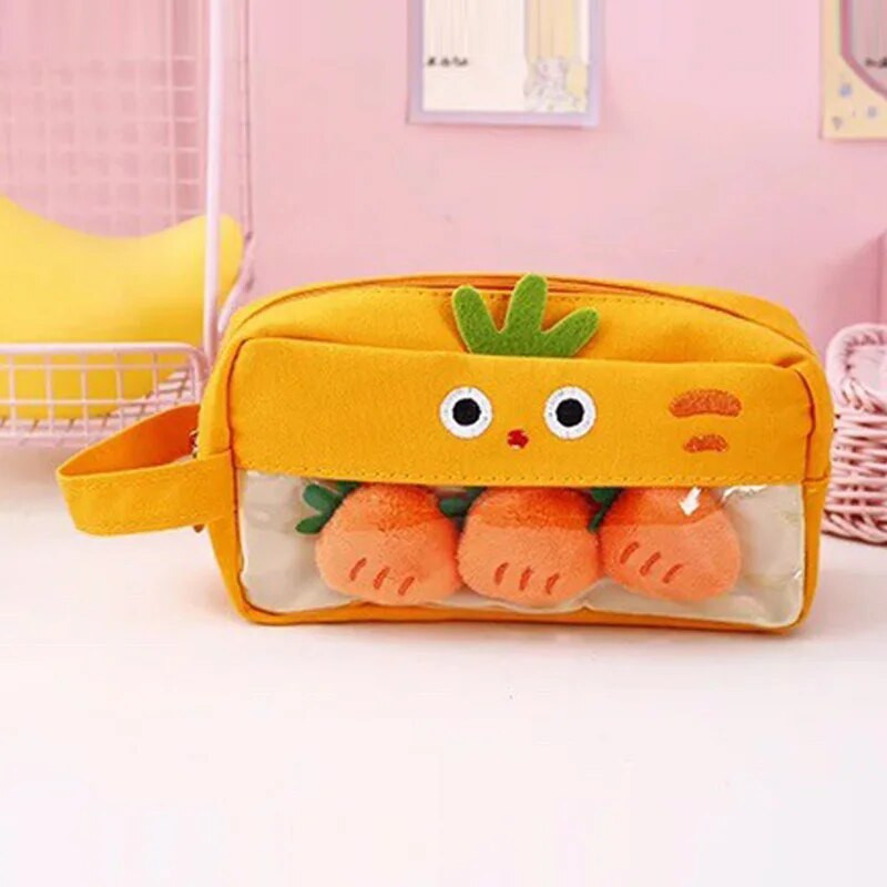 Rozā plīša Kawaii zīmuļu futrālis Mīļš, jauks zīmuļu futrālis meitenēm Studentu zīmuļu soma Kancelejas preces Penālis Pildspalvu soma Skolas piederumi