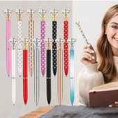 Luksusa liela Rhinestone lodīšu pildspalva Izsmalcināta mākslīgā kristāla metāla pildspalva studentu kancelejas piederumi biroja skolas piederumi, suvenīru dāvanas