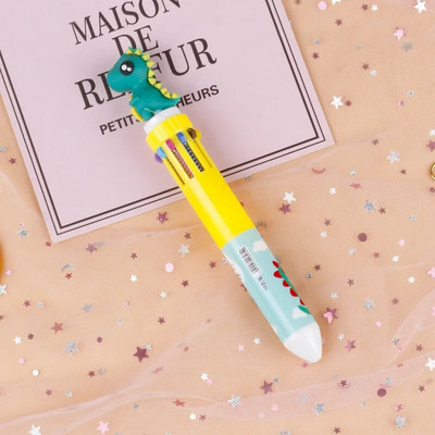 10 Χρώματα Cute Cartoon Ballpoint Στυλό Dinosaur Kawaii Πολύχρωμο Gel στυλό για γράψιμο Σχολικά είδη Γραφική γραφική ύλη Αξεσουάρ γραφείου