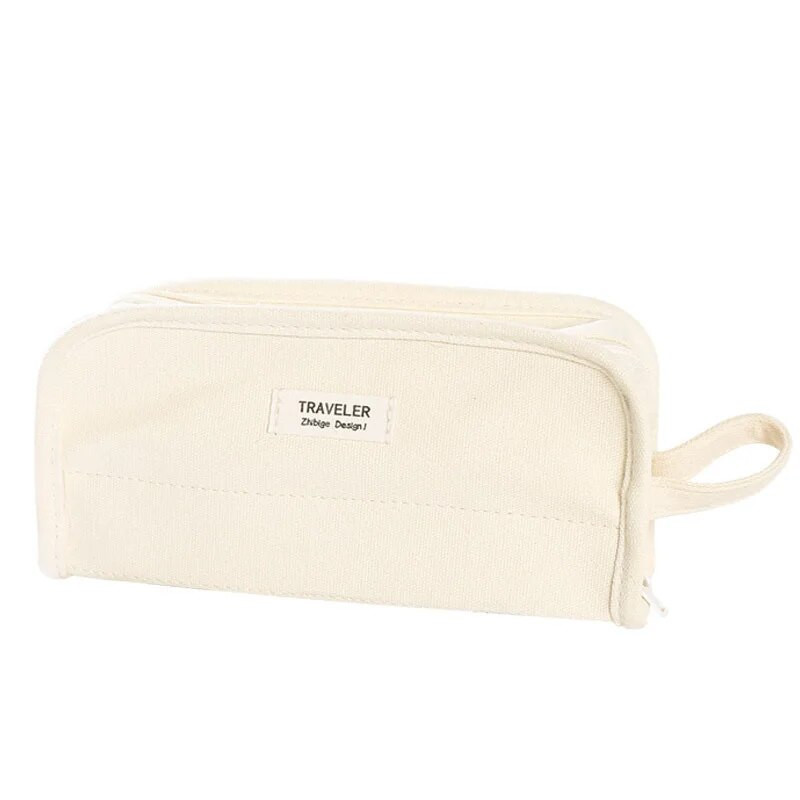 Vienkrāsu zīmuļu futrālis Vienkāršība Radošs bēšs zaļš dzeltens zīmuļu maisiņš Lielas ietilpības kancelejas piederumu uzglabāšanas soma Studentu piederumi