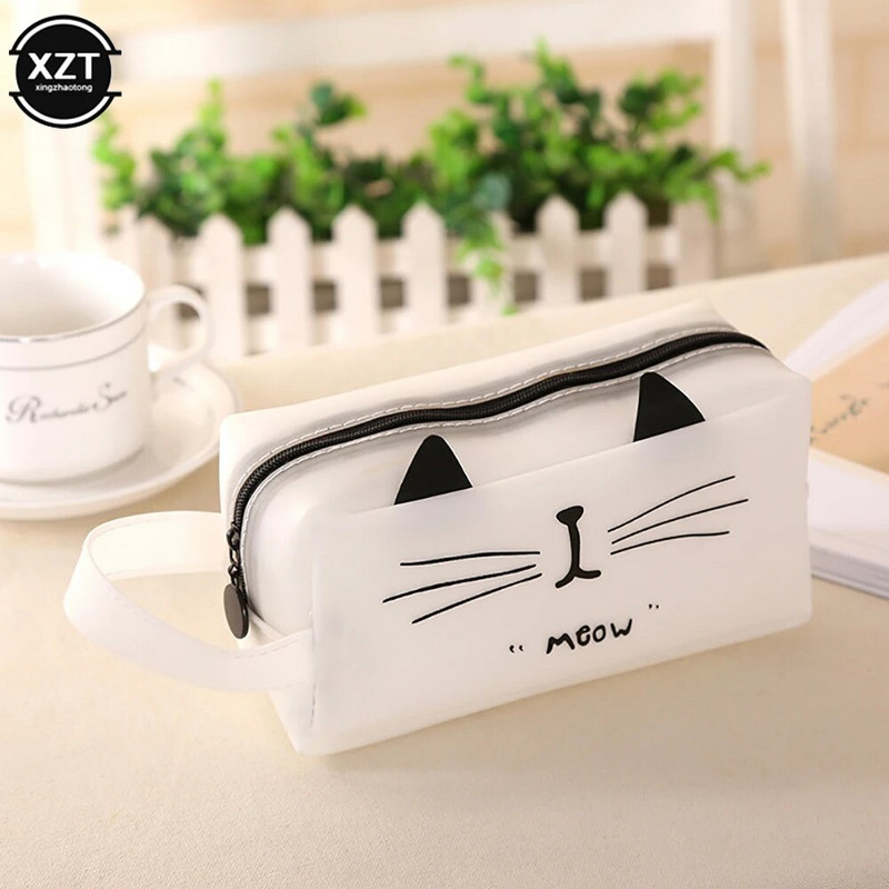Kaķu zīmuļu futrālis Super liels silikagela zīmulis skolēniem Skolas piederumi Kancelejas piederumi Dāvana skola Cute Pencil Box Pencils Pencil