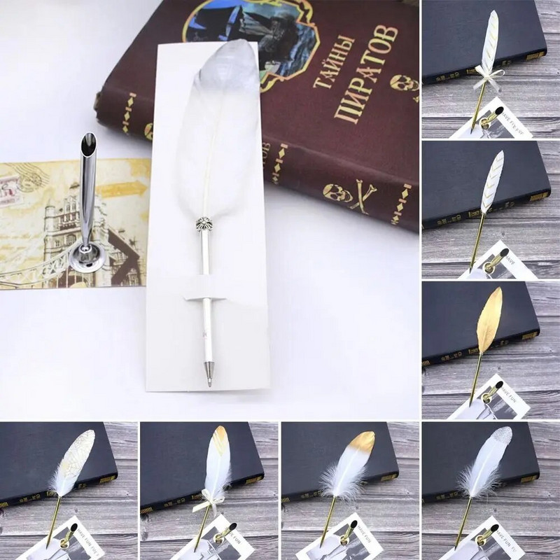 Eiropas stila retro spalvu lodīšu pildspalva Ziemassvētku dāvanu rakstīšanas rīks Zelta spalvu pildspalva Jaunums Kancelejas preces