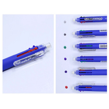 6-в-1 креативна многоцветна химикалка тип натискане химикалки многофункционална персоналност шест цвята прес химикалки училищни офис консумативи