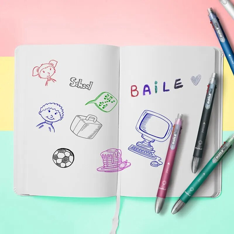 6-u-1 kreativne višebojne kemijske olovke na pritisak višenamjenske osobnosti šest boja tiskarske olovke školski uredski pribor