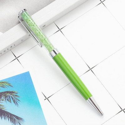 1 gabals Kawaii dimanta kristāla rullīšu lodīšu pildspalva, radoši metāla kancelejas piederumi