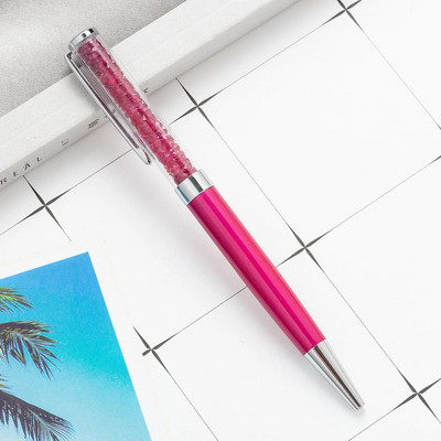 1 gabals Kawaii dimanta kristāla rullīšu lodīšu pildspalva, radoši metāla kancelejas piederumi