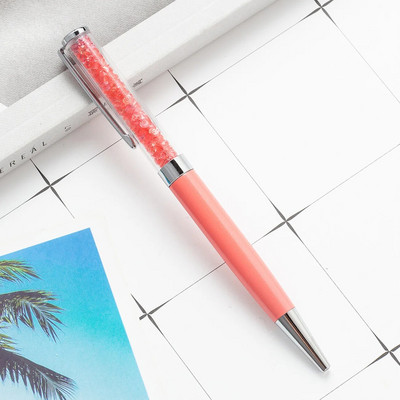 1 gabals Kawaii dimanta kristāla rullīšu lodīšu pildspalva, radoši metāla kancelejas piederumi