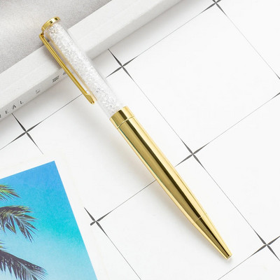 1 gabals Kawaii dimanta kristāla rullīšu lodīšu pildspalva, radoši metāla kancelejas piederumi