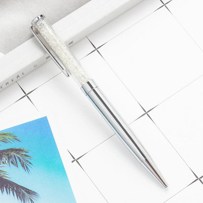 1 gabals Kawaii dimanta kristāla rullīšu lodīšu pildspalva, radoši metāla kancelejas piederumi