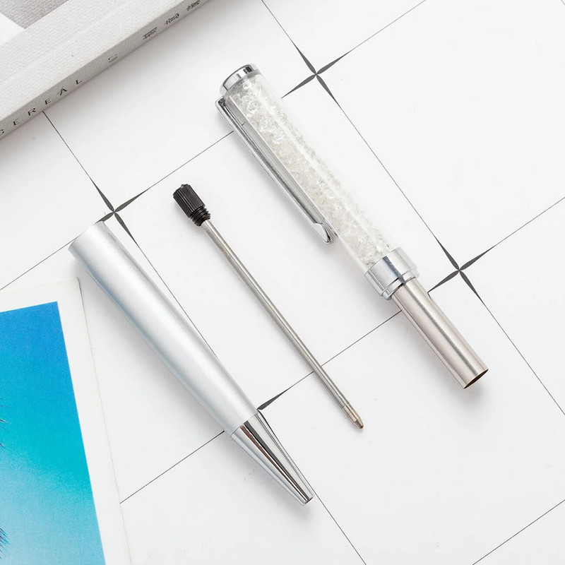 1 gabals Kawaii dimanta kristāla rullīšu lodīšu pildspalva, radoši metāla kancelejas piederumi