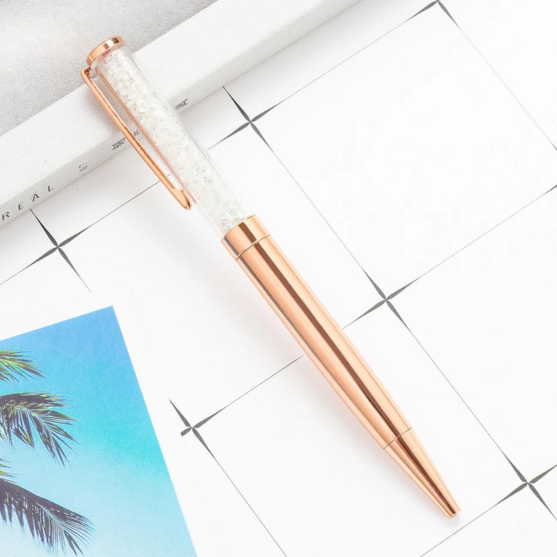 1 gabals Kawaii dimanta kristāla rullīšu lodīšu pildspalva, radoši metāla kancelejas piederumi