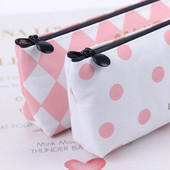 Jauns svaigs rozā svītru futrālis jauks audekla zīmuļu soma Skolas piederumi kancelejas piederumu materiāls Escolar zīmuļu futrālis