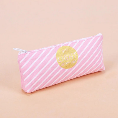Jauns svaigs rozā svītru futrālis jauks audekla zīmuļu soma Skolas piederumi kancelejas piederumu materiāls Escolar zīmuļu futrālis