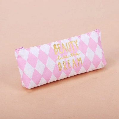 Jauns svaigs rozā svītru futrālis jauks audekla zīmuļu soma Skolas piederumi kancelejas piederumu materiāls Escolar zīmuļu futrālis