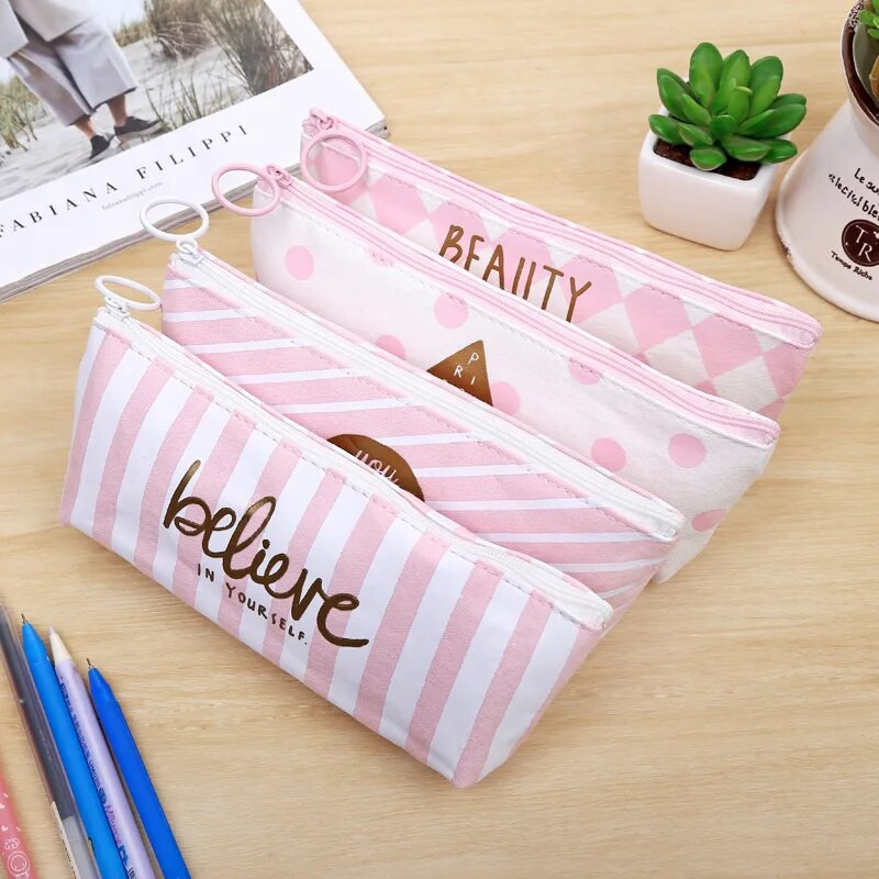 Pildspalvu maisiņš Burtu Punktveida Svītras Zīmuļu Somas Somas Biroja Skolas Izglītībai Kancelejas piederumi Studentu Meitenēm Dāvana