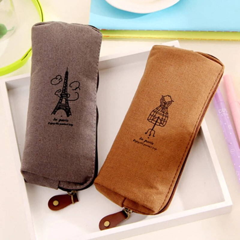 Retro Towers Lina zīmuļu soma studentiem Parīzes stila zīmuļu futrāļi Kancelejas piederumi Materiāls Escolar Biroja piederumi Jaunums