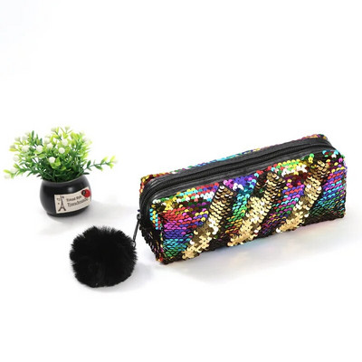 Penālis meitenēm Kawaii skolas zīmuļu futrālis Kancelejas piederumi Sequin pildspalvu futrālis Hairball Trousse Scolaire skolas piederumi zīmuļu maisiņi