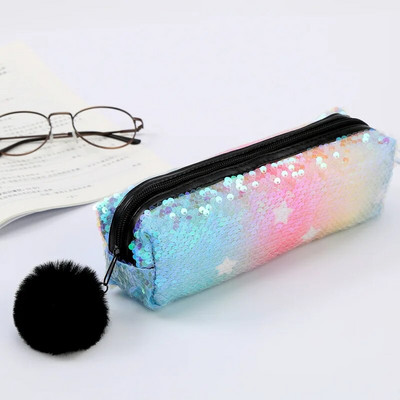 Penālis meitenēm Kawaii skolas zīmuļu futrālis Kancelejas piederumi Sequin pildspalvu futrālis Hairball Trousse Scolaire skolas piederumi zīmuļu maisiņi