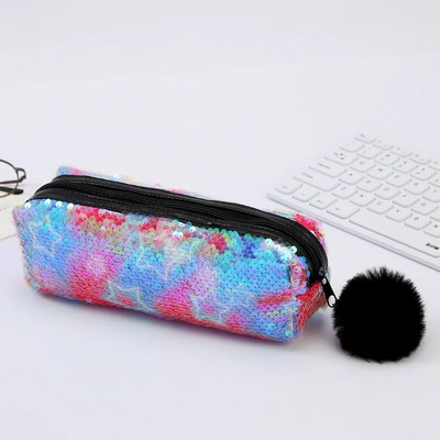 Penālis meitenēm Kawaii skolas zīmuļu futrālis Kancelejas piederumi Sequin pildspalvu futrālis Hairball Trousse Scolaire skolas piederumi zīmuļu maisiņi