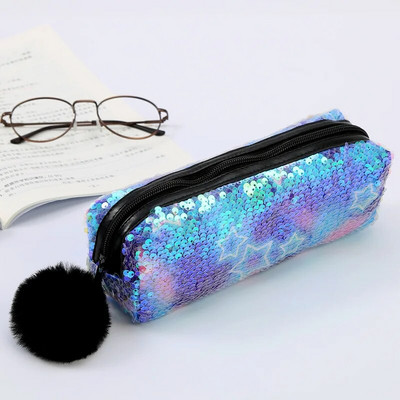 Penālis meitenēm Kawaii skolas zīmuļu futrālis Kancelejas piederumi Sequin pildspalvu futrālis Hairball Trousse Scolaire skolas piederumi zīmuļu maisiņi