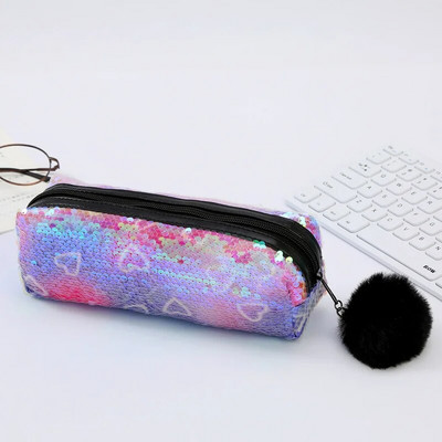 Penālis meitenēm Kawaii skolas zīmuļu futrālis Kancelejas piederumi Sequin pildspalvu futrālis Hairball Trousse Scolaire skolas piederumi zīmuļu maisiņi
