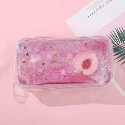 Kancelejas piederumu zīmuļu futrālis Cute Cartoon Oil Caurspīdīgs Quicksand Avocado Lielas ietilpības pildspalvu futrālis INS stila pārnēsājama kosmētikas soma