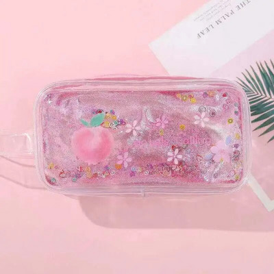 Kancelejas piederumu zīmuļu futrālis Cute Cartoon Oil Caurspīdīgs Quicksand Avocado Lielas ietilpības pildspalvu futrālis INS stila pārnēsājama kosmētikas soma