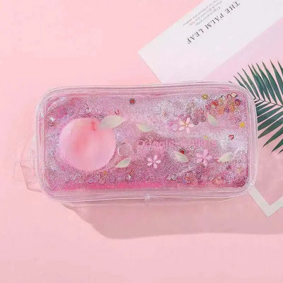 Kancelejas piederumu zīmuļu futrālis Cute Cartoon Oil Caurspīdīgs Quicksand Avocado Lielas ietilpības pildspalvu futrālis INS stila pārnēsājama kosmētikas soma