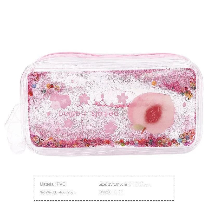 Kancelejas piederumu zīmuļu futrālis Cute Cartoon Oil Caurspīdīgs Quicksand Avocado Lielas ietilpības pildspalvu futrālis INS stila pārnēsājama kosmētikas soma