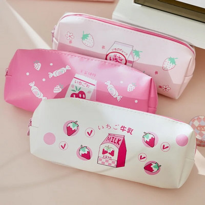 1Pcs Каваи Калъф за молив Ягода Подарък Estuches Ученическа кутия за моливи Pencilcase Молив Чанта Ученически пособия Канцеларски материали