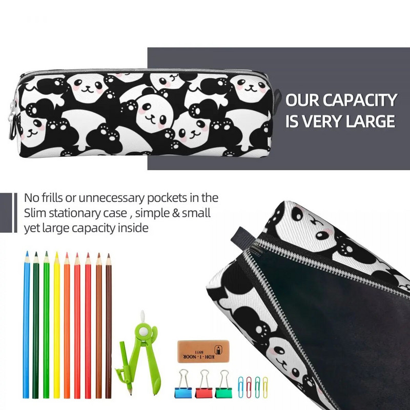 Slatka pernica s crtanim pandama. Prekrasna, ljupka kutija za olovke sa životinjama, torba za učenike, velika pohrana, učenici, školski darovi, torbica za olovke