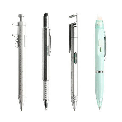 4 τεμάχια/Σετ Πολυλειτουργικό στυλό μπάλας Σύγχρονο εργαλείο χειρός Μετρητής τεχνικός χάρακας Κατσαβίδι Οθόνη αφής Στυλός Επίπεδο πνεύματος