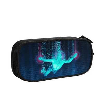 Korea maatrikskoodiga pliiatsikarbid tüdrukutele poistele kohandatud programmeerimiskoodi mustriga suure mahutavusega pliiatsikotti karbis koolitarbed