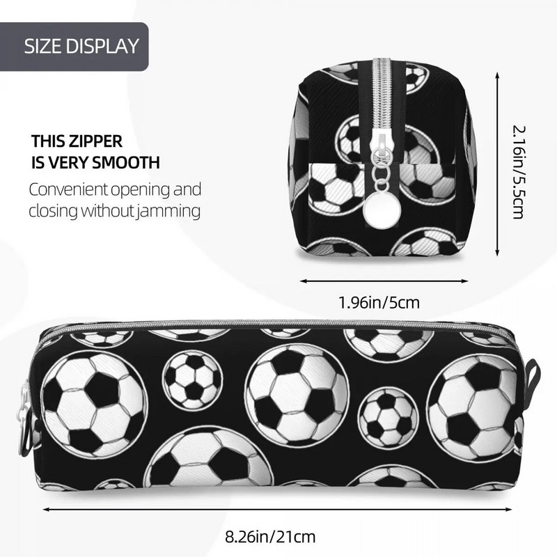 Futbola bumbiņu raksta zīmuļu futrāļi Klasiski sporta pildspalvu kastītes, studentu lielas ietilpības studentu kosmētiskie zīmuļi