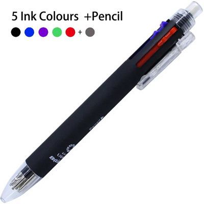 Daudzkrāsu lodīšu pildspalva Iekļauts 5 krāsu lodīšu pildspalva 1 automātiska zīmuļa augšdaļas dzēšgumija marķēšanai, rakstīšanai, skolas piederumiem bērniem patīk