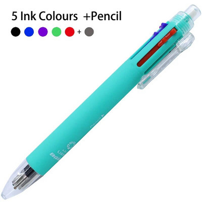 Daudzkrāsu lodīšu pildspalva Iekļauts 5 krāsu lodīšu pildspalva 1 automātiska zīmuļa augšdaļas dzēšgumija marķēšanai, rakstīšanai, skolas piederumiem bērniem patīk