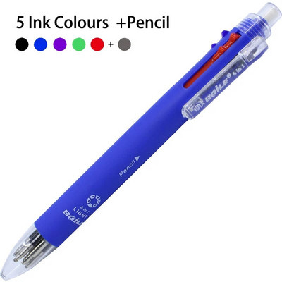 Daudzkrāsu lodīšu pildspalva Iekļauts 5 krāsu lodīšu pildspalva 1 automātiska zīmuļa augšdaļas dzēšgumija marķēšanai, rakstīšanai, skolas piederumiem bērniem patīk