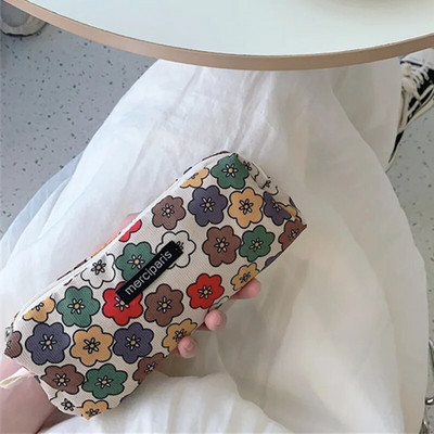 Velveta ziedu zīmuļu futrāļi Ceļojumu kosmētikas lūpu krāsas maciņa uzglabāšanas soma Kawaii sievietēm grims rokassomas Organizatora maka maisiņš