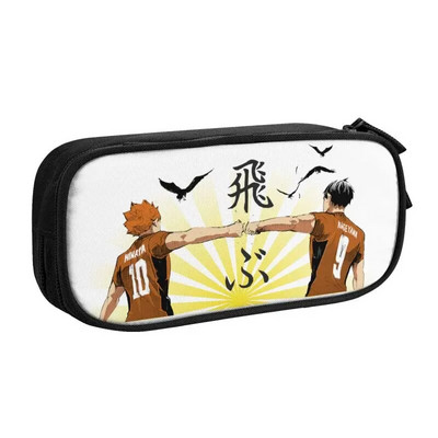 Karasuno Crows Haikyuu Kawaii pliiatsikarbid poisile tüdrukule suure mahutavusega võrkpall Anime Jaapani pliiatsikarbis õpilaste kirjatarbed